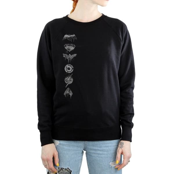 DC Comics Womens/Ladies Justice League Movie Sprayed Emblems Sweatshirt