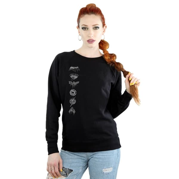 DC Comics Womens/Ladies Justice League Movie Sprayed Emblems Sweatshirt