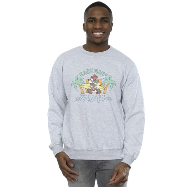 Disney Mens Minnie Mouse Catchin Waves Sweatshirt