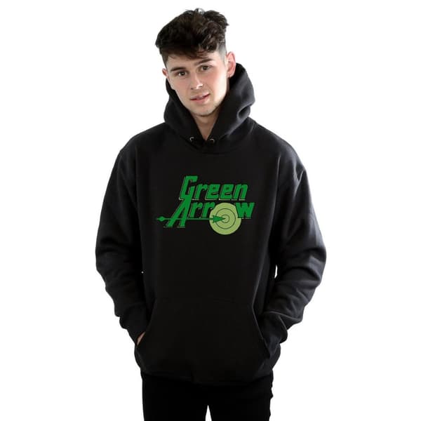 DC Comics Mens Green Arrow Text Logo Hoodie