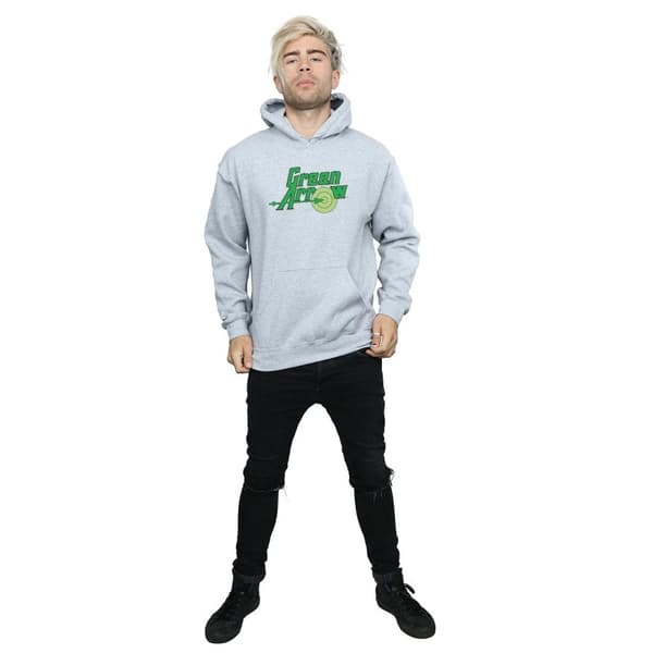 DC Comics Mens Green Arrow Text Logo Hoodie