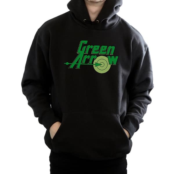DC Comics Mens Green Arrow Text Logo Hoodie