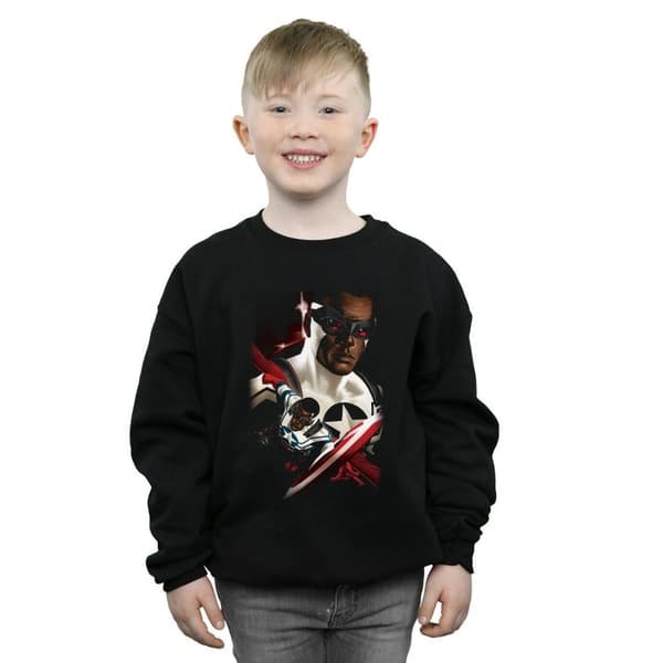 Marvel Boys Captain America Sam Wilson Portrait Sweatshirt