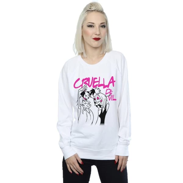 Disney Dam/Tjej Cruella De Vil Sweatshirt med krage