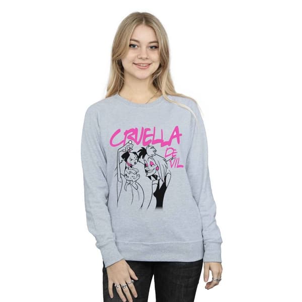 Disney Dam/Tjej Cruella De Vil Sweatshirt med krage
