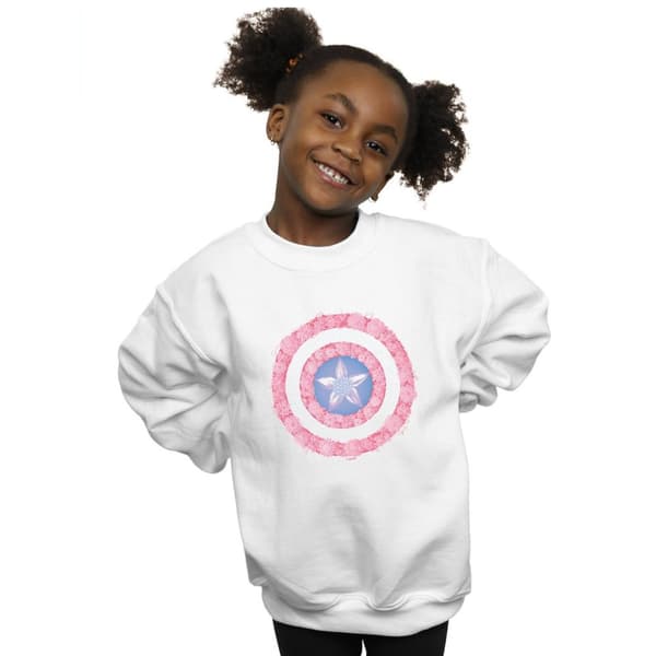 Marvel Girls Captain America Flowers Shield Sweatshirt