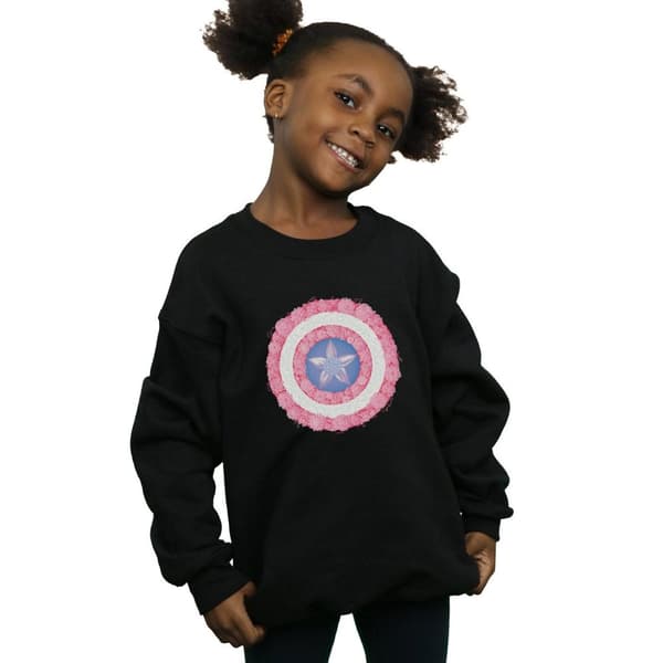 Marvel Girls Captain America Flowers Shield Sweatshirt