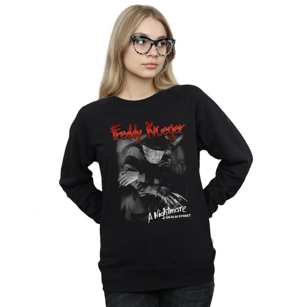 A Nightmare On Elm Street Dam/Tjej Freddy Svart och Vit Foto Sweatshirt