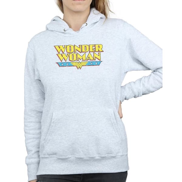 DC Comics Huvtröja med krackelerad logotyp för damer/kvinnor - Wonder Woman
