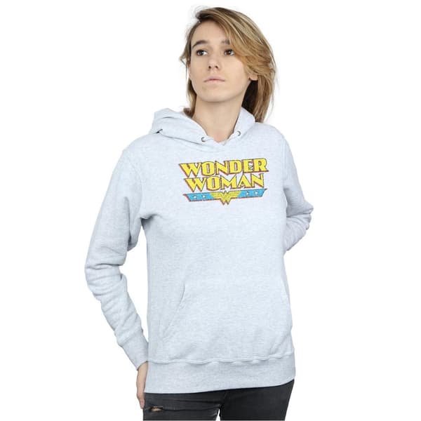 DC Comics Huvtröja med krackelerad logotyp för damer/kvinnor - Wonder Woman