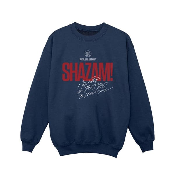 DC Comics Shazam Fury Of The Gods Super Hero Checklist-tröja för tjejer Navy Blue 7-8 Years