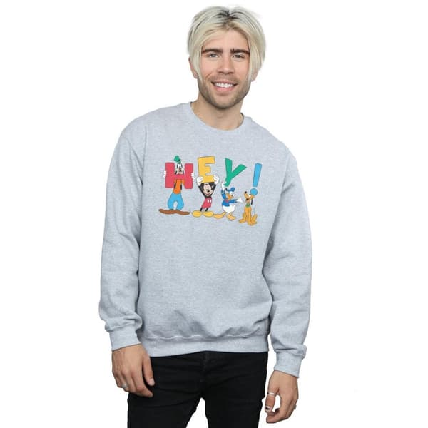 Disney Mens Mickey Mouse Friends Hey Sweatshirt