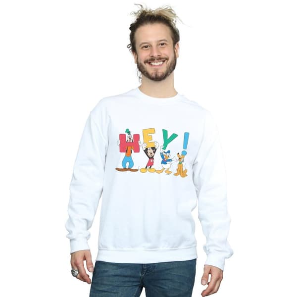 Disney Mens Mickey Mouse Friends Hey Sweatshirt