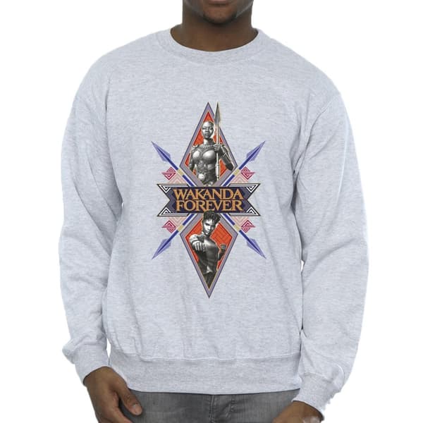 Marvel Mens Wakanda Forever Tribal Spear Chest Sweatshirt