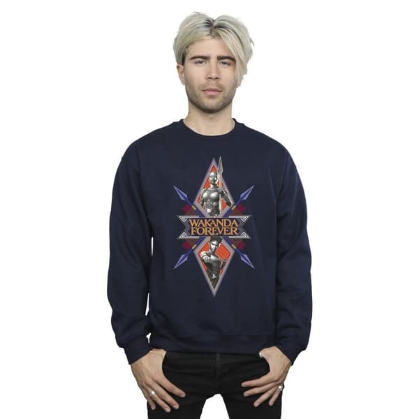 Marvel Mens Wakanda Forever Tribal Spear Chest Sweatshirt