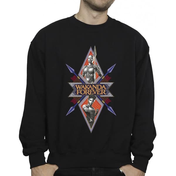 Marvel Mens Wakanda Forever Tribal Spear Chest Sweatshirt