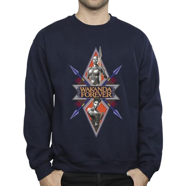 Marvel Mens Wakanda Forever Tribal Spear Chest Sweatshirt