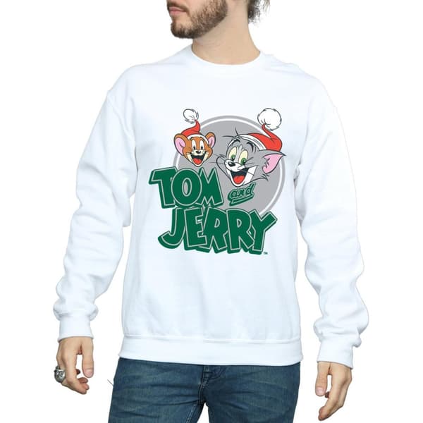 Tom And Jerry Mens Christmas Greetings Sweatshirt
