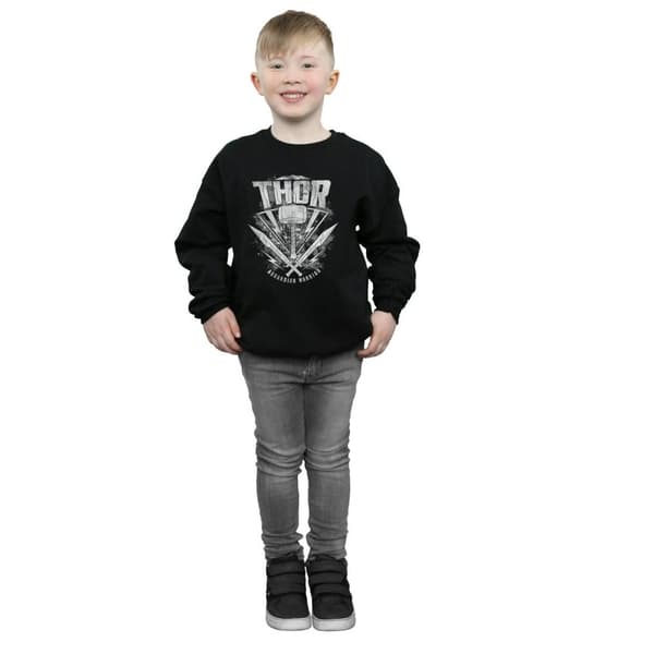 Marvel Boys Thor Ragnarok Hammer Logo Sweatshirt