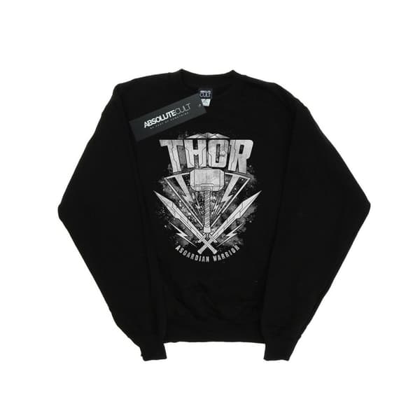 Marvel Boys Thor Ragnarok Hammer Logo Sweatshirt Black 7-8 Years