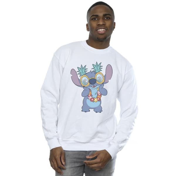 Disney Mens Lilo And Stitch Tropical Fun Sweatshirt White 3XL