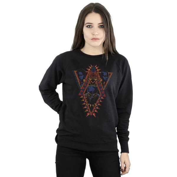 Marvel Dam/Tjej Svart Panther Tribal Heads Sweatshirt