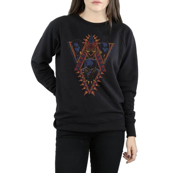 Marvel Dam/Tjej Svart Panther Tribal Heads Sweatshirt