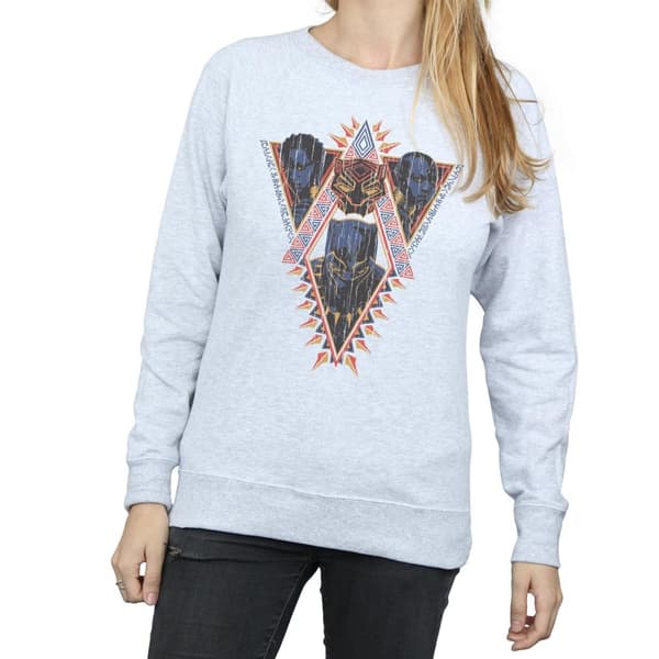 Marvel Dam/Tjej Svart Panther Tribal Heads Sweatshirt