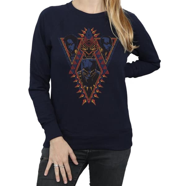 Marvel Dam/Tjej Svart Panther Tribal Heads Sweatshirt