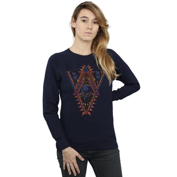 Marvel Dam/Tjej Svart Panther Tribal Heads Sweatshirt
