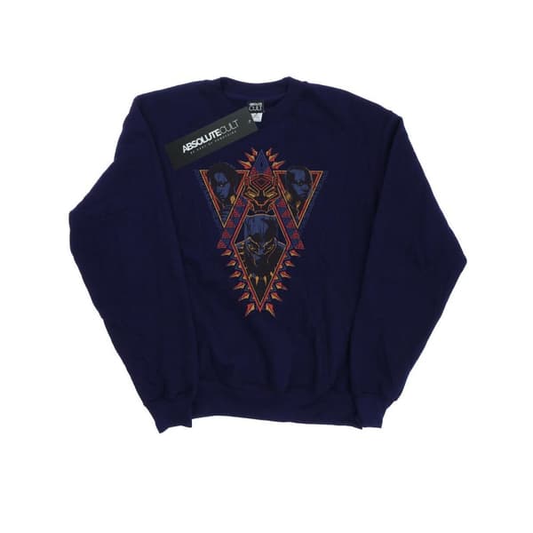 Marvel Dam/Tjej Svart Panther Tribal Heads Sweatshirt Navy Blue L