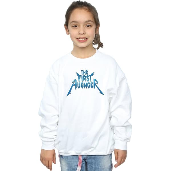 Marvel Girls The First Avenger Metal Logo Sweatshirt
