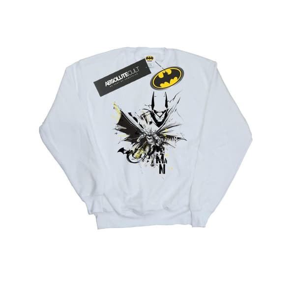 DC Comics Dam/kvinnor Batman Batface Splash Sweatshirt White XL