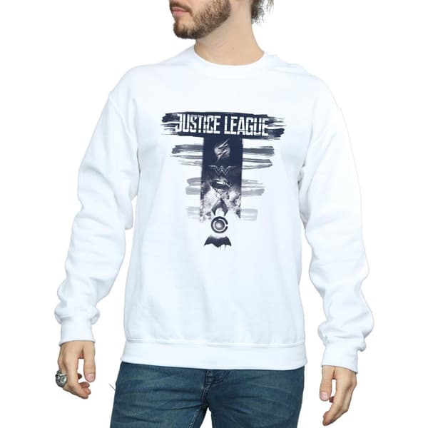 DC Comics Mens Justice League Movie Logo Badges Sweatshirt