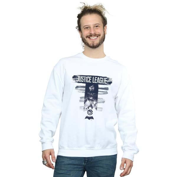 DC Comics Mens Justice League Movie Logo Badges Sweatshirt