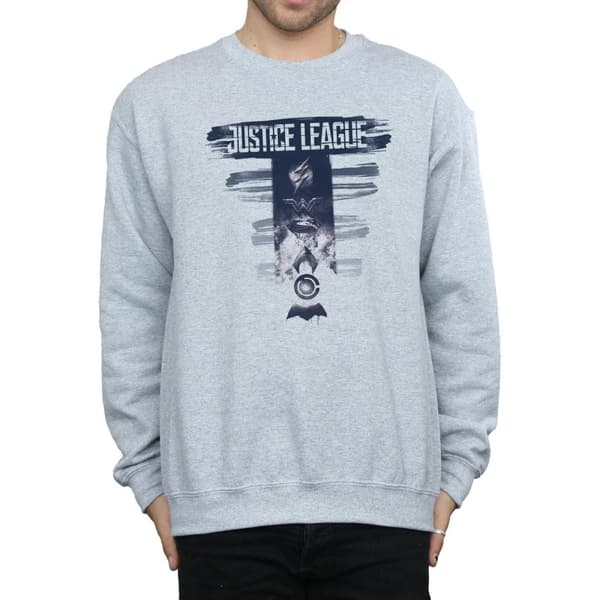 DC Comics Mens Justice League Movie Logo Badges Sweatshirt