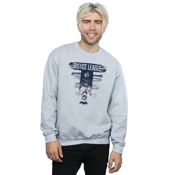 DC Comics Mens Justice League Movie Logo Badges Sweatshirt