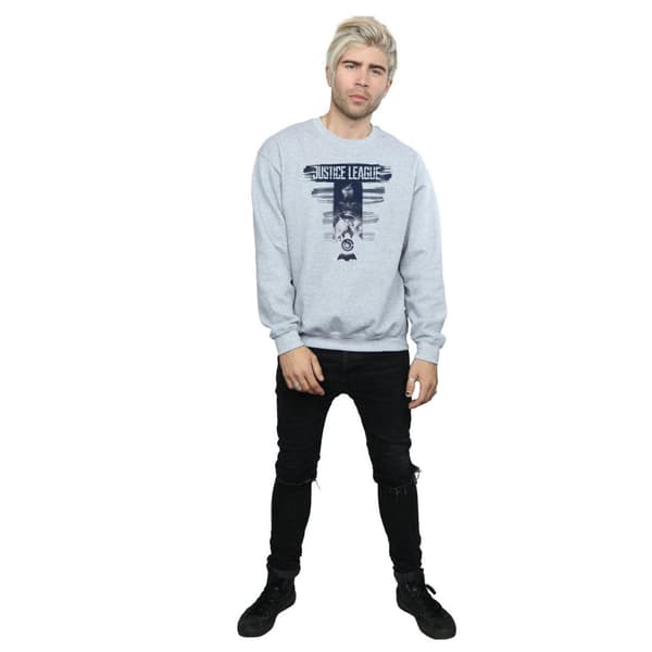 DC Comics Mens Justice League Movie Logo Badges Sweatshirt