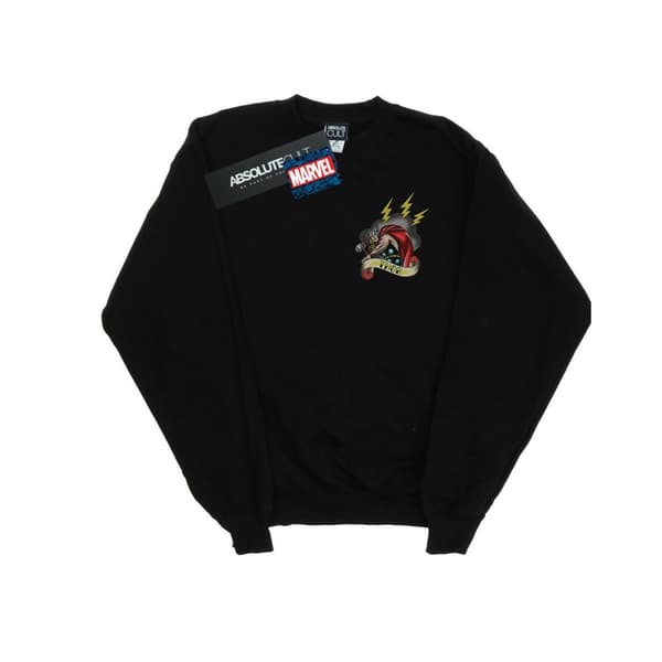 Marvel Girls Thor Tattoo Breast Print Sweatshirt Black 7-8 Years