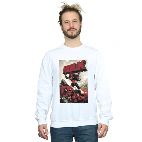 Marvel Mens Red Hulk Cover Sweatshirt
