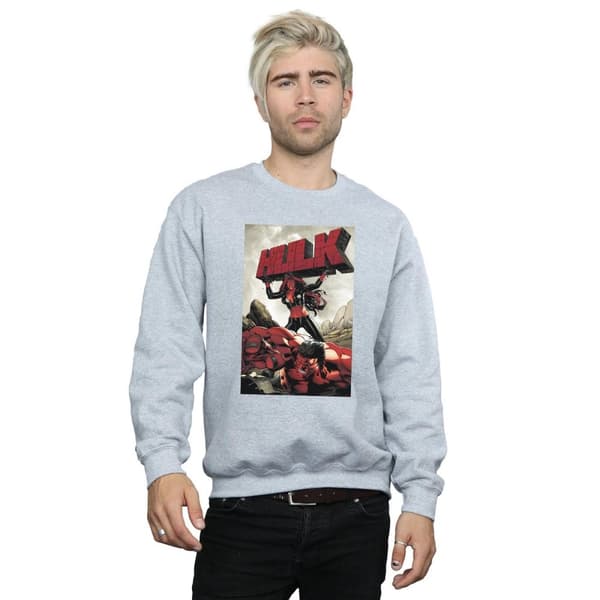 Marvel Mens Red Hulk Cover Sweatshirt