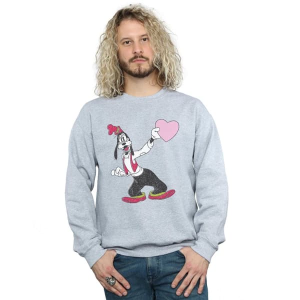 Disney Mens Goofy Love Heart Sweatshirt