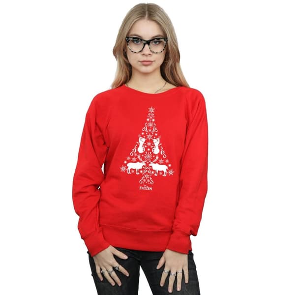 Disney Womens/Ladies Frozen Christmas Tree Sweatshirt