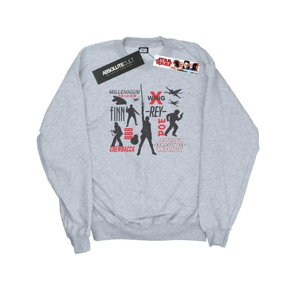 Star Wars Mens The Last Jedi Rebellion Silhouettes Sweatshirt Sports Grey L
