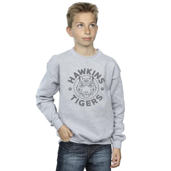 Netflix Pojkar Stranger Things Hawkins Grå Tiger Sweatshirt