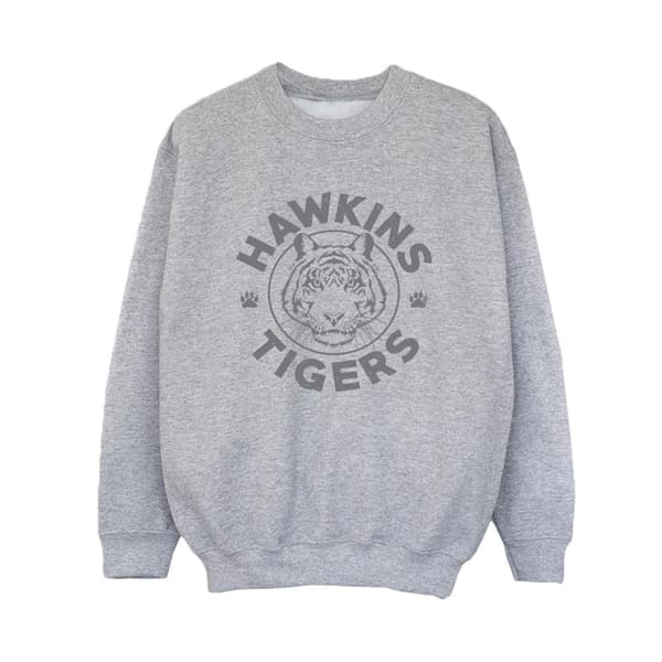 Netflix Pojkar Stranger Things Hawkins Grå Tiger Sweatshirt
