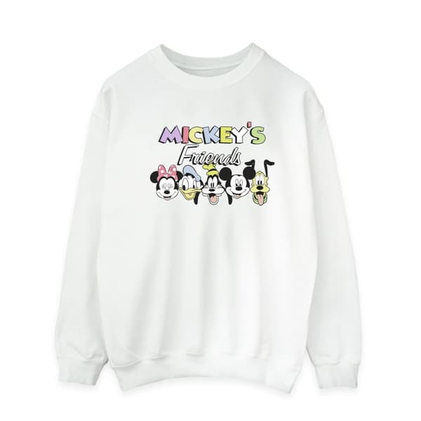 Disney Mens Mickey Mouse And Friends Faces Sweatshirt White S