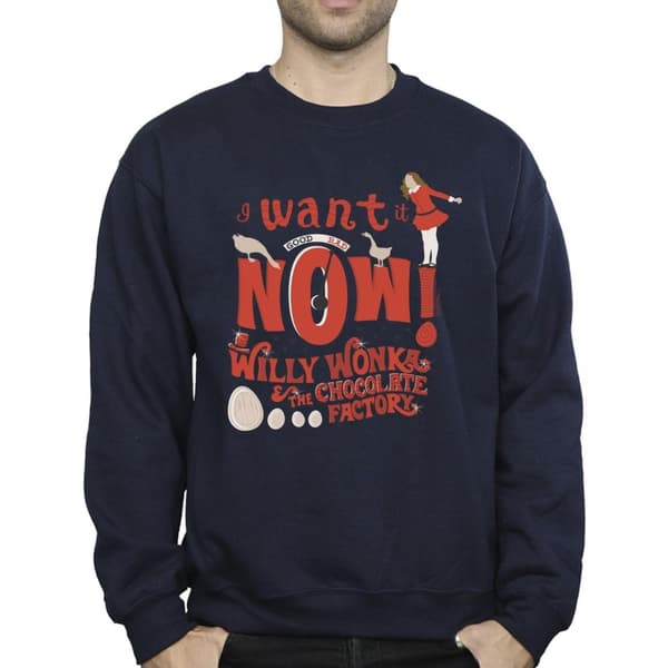 Willy Wonka Mens Verruca Salt I Want It Now Sweatshirt