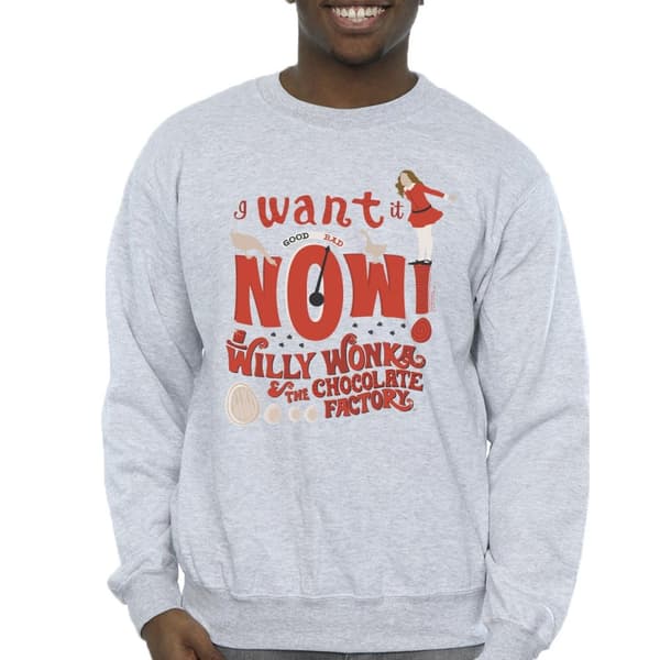Willy Wonka Mens Verruca Salt I Want It Now Sweatshirt