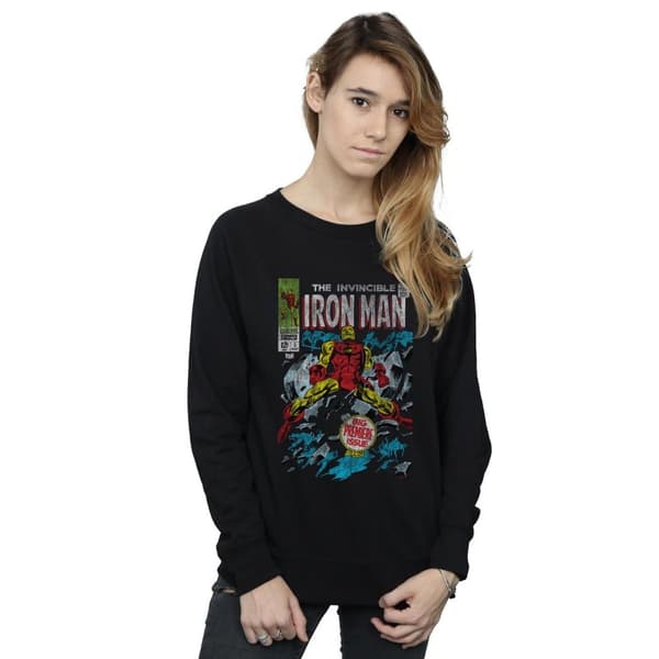 Marvel Womens/Ladies Invincible Iron Man Distressed Issue One Sweatshirt